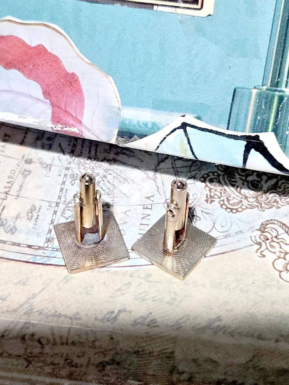 1980's Modern Retro Vintage Goldtone Ribbed Square Textured Cufflinks Men Vintag
